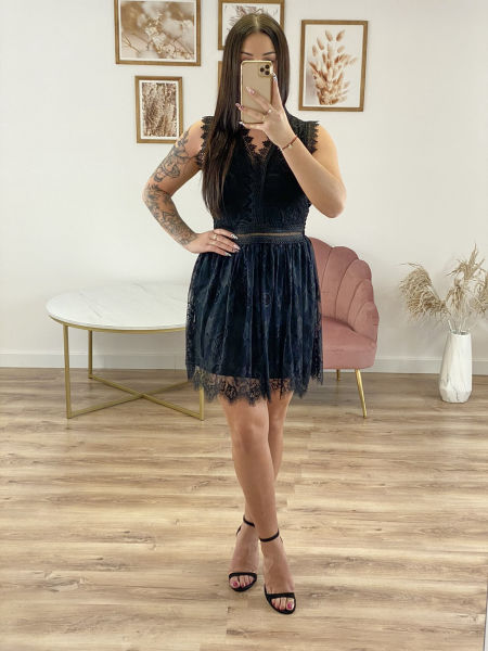 MINI KORONKOWA SUKIENKA CZARNA 1D3238