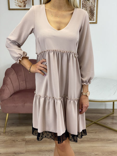 SUKIENKA TRAPEZOWA PUDROWY RÓŻ 1D2920