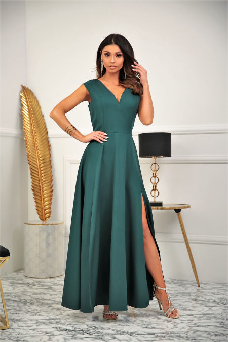 MILENA MAXI SUKIENKA BŁYSZCZĄCA ZIELONA