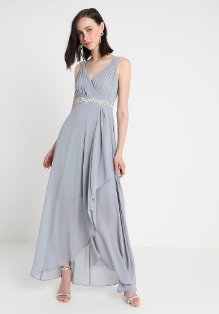 ASYMETRYCZNA, SZYFONOWA SUKIENKA Z OZDOBNYM PASKIEM MIĘTOWA 1D2252