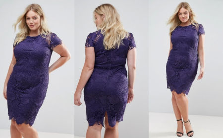 ELEGANCKA OŁÓWKOWA KORONKOWA SUKIENKA FIOLETOWA 1D1323