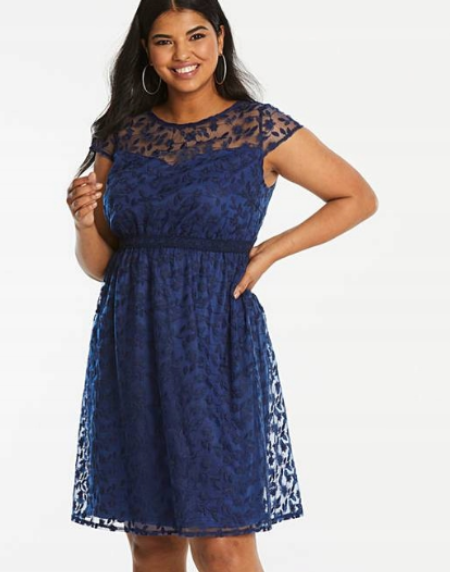 GRANATOWA ROZKLOSZOWANA SUKIENKA PLUS SIZE 1D2460