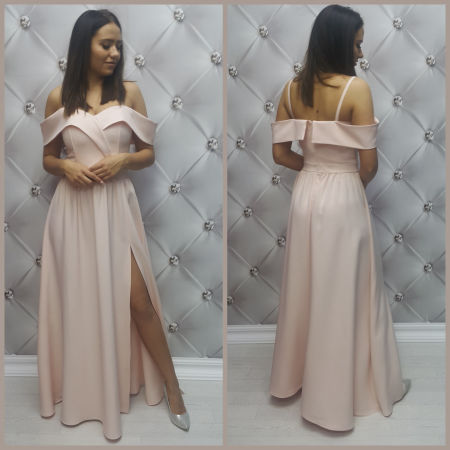 KEYLA MAXI ROZKLOSZOWANA SUKIENKA Z DOPASOWANĄ GÓRĄ RÓŻOWA 1D2315