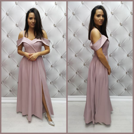 KEYLA MAXI ROZKLOSZOWANA SUKIENKA Z DOPASOWANĄ GÓRĄ WRZOSOWA 1D2316