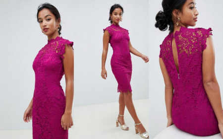 OŁÓWKOWA KORONKOWA SUKIENKA AMARANT 1D2450