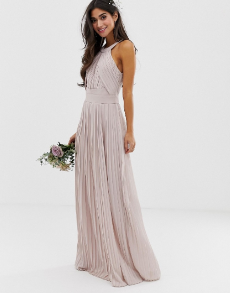 SEVILLA 1 PLISOWANA SZYFONOWA SUKIENKA MAXI JASNO RÓŻOWA