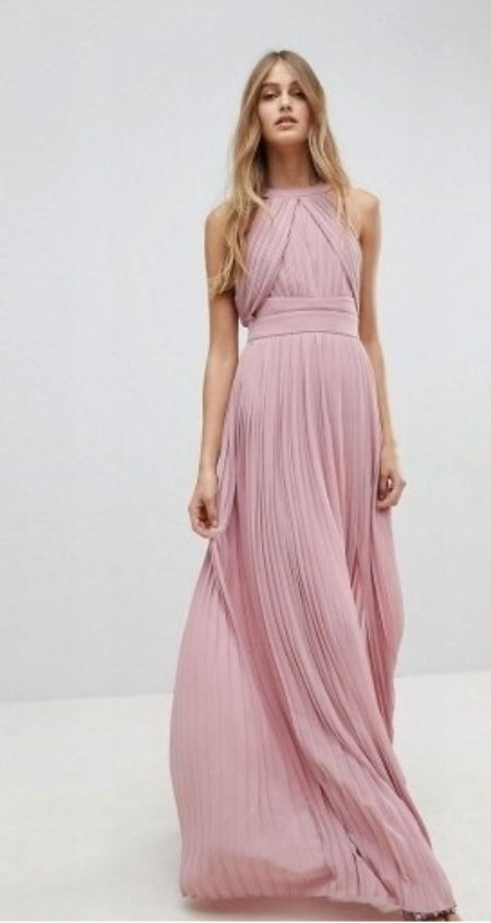 SEVILLA 1 PLISOWANA SZYFONOWA SUKIENKA MAXI RÓŻOWA