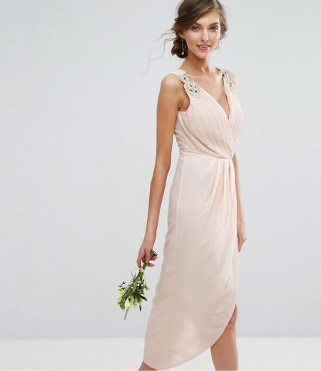 SEVILLA 4 MIDI PLISOWANA SZYFONOWA SUKIENKA BRZOSKWINIOWA 1D436