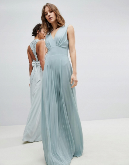 SEVILLA 5 SZYFONOWA SUKIENKA MAXI Z PLISOWANIEM Z PRZODU MIĘTOWA 1D2347