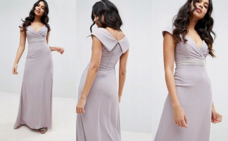 SEVILLA 6 SZYFONOWA SUKIENKA MAXI Z OZDOBNYM PASKIEM WRZOSOWA 1D1514