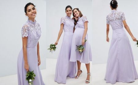 SUKIENKA MAXI Z KORONKOWĄ GÓRĄ WRZOSOWA 1D1389