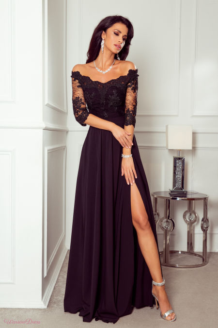 VANESSA MAXI SUKIENKA Z KORONKĄ CZARNA