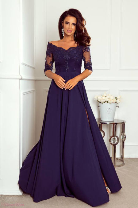 VANESSA MAXI SUKIENKA Z KORONKĄ GRANATOWA